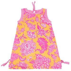 Gretchen Scott‎ Pink & Orange Floral Cotton Dress With Striped Accents Size 8/10